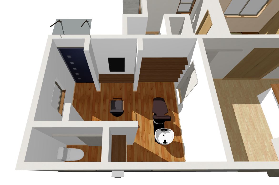 住居に美容室を増築(ワンオペ)